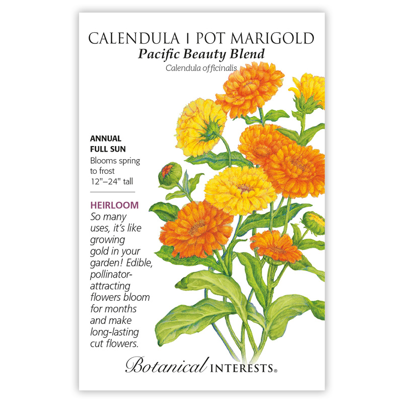 Calendula Pot Marigold, Pacific Beauty Blend Botanical Interests Seeds ...